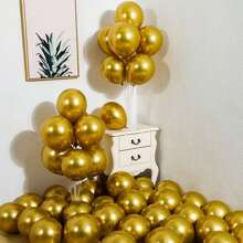 50/20/100 piezas de globos metalizados de 5 pulgadas en colores mezclados de oro, plateado, azul y morado para la decoración de fiestas de bodas y cumpleaños - Azul - Ver 8