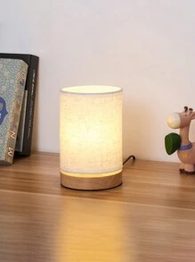 1pc Modern Nordic Linen Bedroom Lamp With Wooden Frame And Warm Led Usb Bedside Lamp, Suitable For Bedroom, Study, Etc.