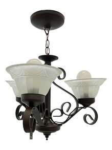 Candil De Techo, Luz Ideal, C11 Herrería, Chocolate 3 Brazos - pantalla blanca - Ver 3