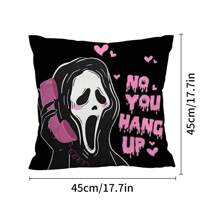 万圣节枕套，粉色不挂恐怖鬼魂设计抱枕农舍亚麻趣味万圣节装饰枕套沙发室内室外装饰最佳礼物