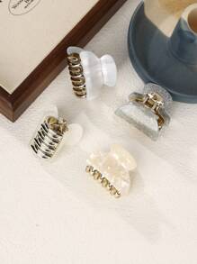 随机 2 件女式白色和金色发爪夹，金色头饰发夹发夹发夹发夹接发夹，学校用品，学院秋冬花朵发夹发饰女士度假装女士 - 彩色 - 查看 2