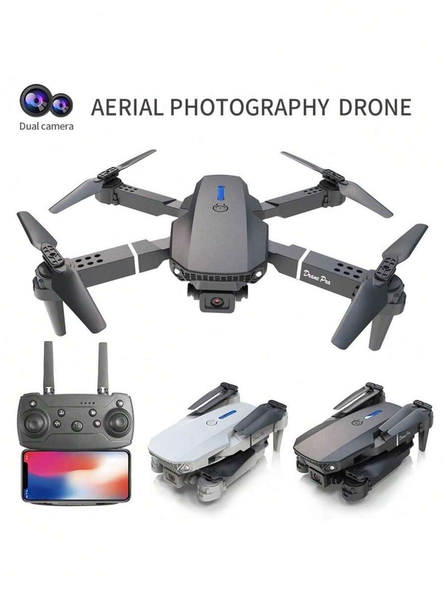 Drone E88PRO con cámara HD 4K, despegue y aterrizaje con un solo toque, dron de control remoto plegable para principiantes, dron económico para uso interno y externo, regalo de Navidad, Halloween y Acción de Gracias - cámara única negra - Ver 1