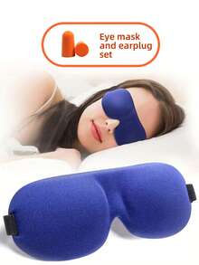1pc Memory Foam 3D Eye Mask With Ear Plugs - Total Blackout, Super Soft Breathable Eye Protection - Perfect Travel Accessory For Deep, Undisturbed Sleep - Multicolor - View 4