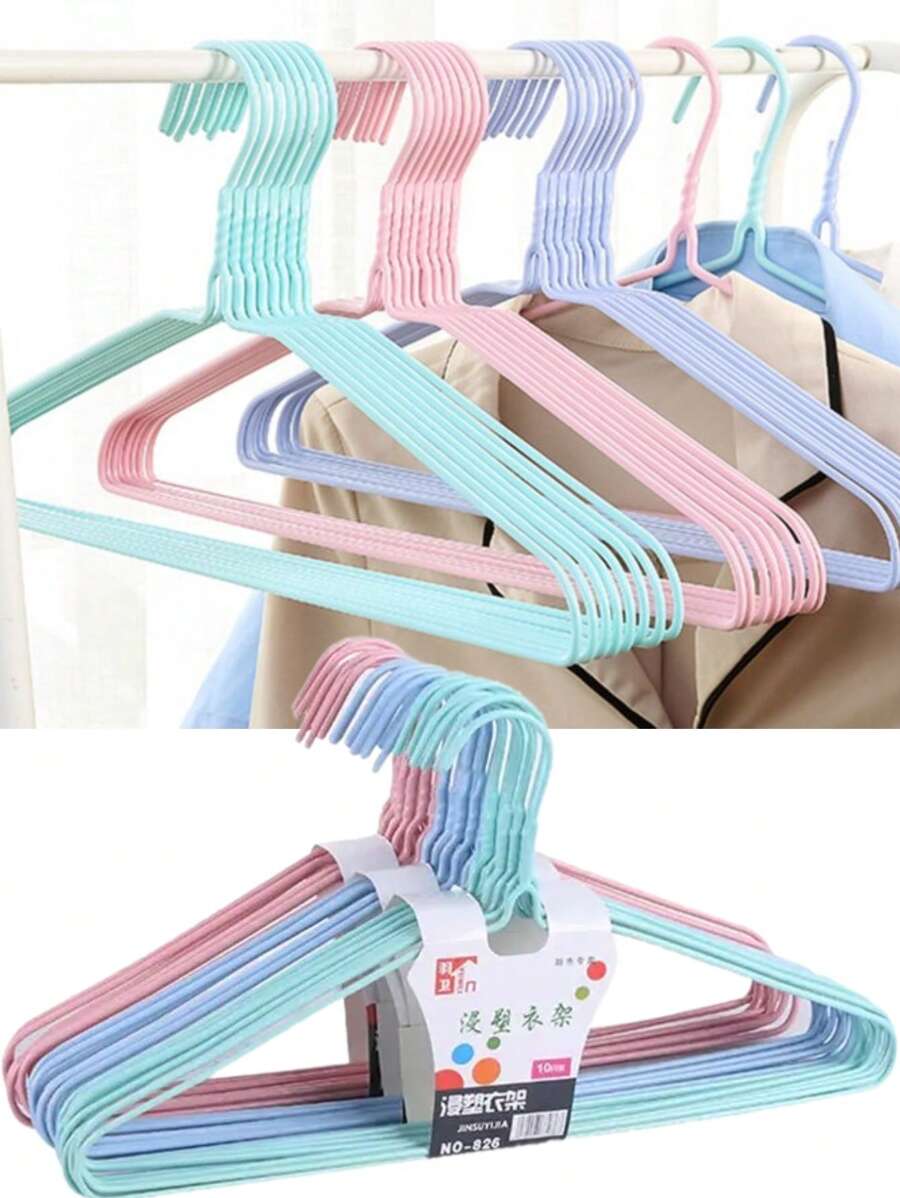 Kit 10 Non-Slip Hooks Colored Clothes Hanger - Blue - View 1