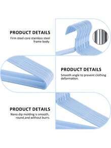 Kit 10 Non-Slip Hooks Colored Clothes Hanger - Blue - View 3