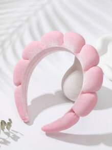 1个粉色丝绒发箍+2个腕带，适用于水疗、护肤、化妆、洗脸和日常发型设计，粉色配饰，发箍，发圈头饰 - 粉色 - 查看 16