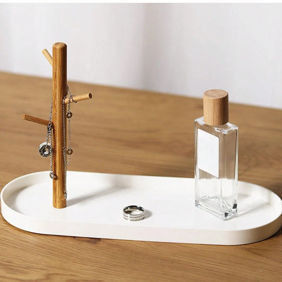 1入組北歐風格樹枝形托盤鑰匙掛鉤，多功能桌面收納盤化妝品收納盤裝飾擺件，適用於客廳和入口處 - 彩色 - 查看 1