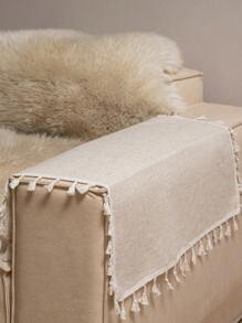 多色图案印花方形桌布，波西米亚简约风格，带流苏装饰，适用于橱柜、床头柜、小桌子、沙发、桌椅、节日装饰，四季使用 - 彩色 - 查看 10