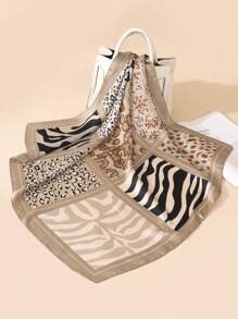 1 pieza Nuevo pañuelo de bandana de leopardo para mujer de 70 cm, pañuelo multifuncional de seda simulada, diadema, pañuelo de cuello, cinturón de moda, adecuado para uso diario