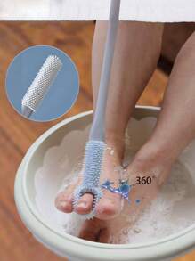 Silicone Foot Scrubber Brush With Long Handle, Slouchy Foot Cleaner For Toe Crevices, Foot Dead Skin Remover, Foot Massager - Grey Soft Bristle Cleaning Brush - View 2