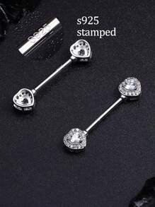 4 Paar Nippelringe aus Edelstahl Zungenpiercing Körperschmuck Stab CZ Herzform Ringe für Frauen und Mädchen