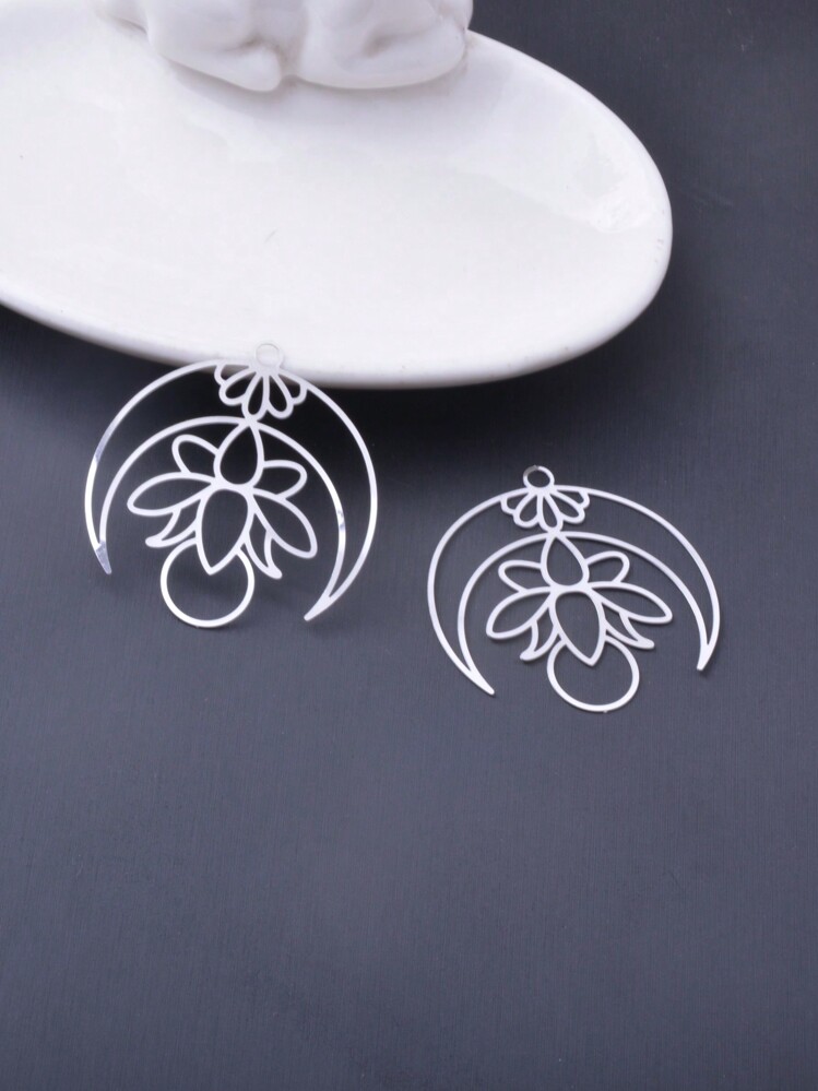 6pcs Filigree Thin Charms Brass Moon Heart Butterfly Cat Shaped Pendants DIY Jewelry Making Women's Earrings Accessories - 6 Items - View 6