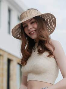 LEAJOURNO. Hollow Out Straw Visor Hat Boho