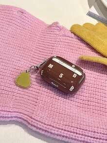 Brown Alphabet Pear-Shaped Hanging Headphone Case Compatible With Apple AirpodsPro2/AirpodsPro/Airpods3/Airpods2