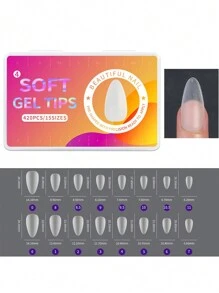 420Pcs/Box Matte Soft False Nails Full Transparent Almond Soak Off Gel Fake Nail Short T Shape Round Oval Capsule Tips Diy Press On Nails Nail Supplies Nails