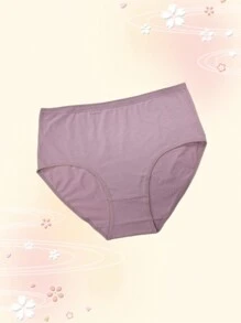 5 peças/pacote Calcinha Confortável e Respirável de Cintura Média em Cor Sólida, Plus Size