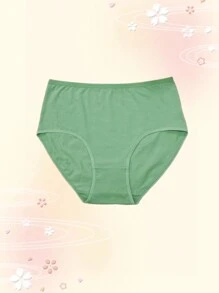 5 peças/pacote Calcinha Confortável e Respirável de Cintura Média em Cor Sólida, Plus Size