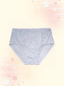 5 peças/pacote Calcinha Confortável e Respirável de Cintura Média em Cor Sólida, Plus Size