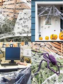 20g/gói Mạng nhện Halloween dùng trang trí sân vườn ngoài trời & tiệc tùng, đạo cụ trang trí nhà cửa & tiệc tùng, Mạng nhện tạo không khí ngôi nhà ma ám, đồ trang trí không khí lễ hội mùa thu, giáng sinh - Nhiều màu - Xem 7