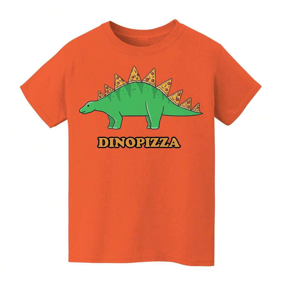 Tween Boy Nearly There 恐龙披萨儿童图案棉质短袖 T 恤
