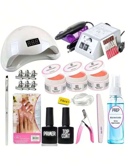 Kit Para Unha Gel Unhas Fibra Vidro Lixa Cabine IMPERDÍVEL Nº 15