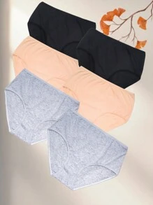 6 peças pacote Plus Size Calcinha Respirável de Cor Sólida