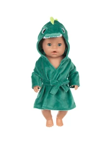 18英寸娃娃衣服，可爱动物睡衣长袍，粉色兔子，红色啄木鸟，蓝色熊，绿色恐龙，兼容43厘米娃娃儿童玩具（不含娃娃）