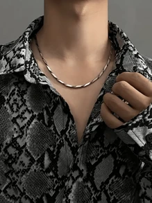 8pcs Fashionable Stainless Steel Chain Necklace Set For Men - DIY Mix And Match, Everyday Wear