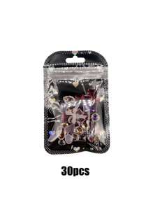 Accessori per unghie, forniture per unghie, charms per unghie stile Y2K, rosa e colorati, decorazione unghie a tema sirena, strass trasparenti, trapano per unghie trasparente per fai da te, 30/50/100 pezzi di punte di unghie con diamanti multicolore in confezione mista