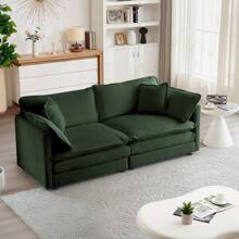 Luxury Loveseat Sofa Couch, 76" Modern Chenille Deep 2-Seater Cloud Couch With 2 Armrest Pillows And 2 Toss Pillows, Love Seat For Living Room Bedroom Office Apartment, Green - 綠色 - 查看 1