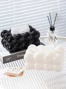 1pc Black & White ABS Cute Ball Tissue Box Cover, Nordic Style Paper Holder For Living Room Coffee Table Storage - Multicolor - View 1
