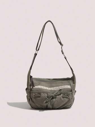 2024年新甜美芭蕾風格蝴蝶結時尚女手提包，可背肩及斜挎書包，上班上課或休閒通勤皆宜