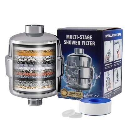 1 adet 18 kademeli C vitamini içeren duş başlığı filtresi, sert suyu etkili bir şekilde temizler ve su kalitesini yumuşatır, klor, florür ve ağır metalleri giderir, tüm duş başlıkları için uygundur. Banyo aksesuarları, banyo aletleri.