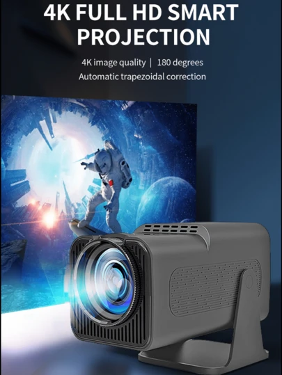  ONVONY HY320 投影機1080p 解析度自動對焦 修正 支援 4k 解碼 Wifi6 300 ANSI 流明 180度旋轉投影 Android 11 版本，適用於戶外家庭電影遊戲