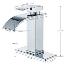 Single-Handle Stainless Steel Bathroom Basin Faucet, Sliver, Waterfall-Style Bathroom Sink Faucet, Suitable For 1-Hole Or 3-Hole Installation, Includes 6-Inch Countertop Base Plate And Hose, Pop-Up Drain Not Included,  Ideal For Countertop Basins, Washbasins, Bathroom Vanities, RV Sinks, Farmhouse Sinks. Bathroom Decor, Bathroom Accessories, Christmas Gifts - Chrome - View 7