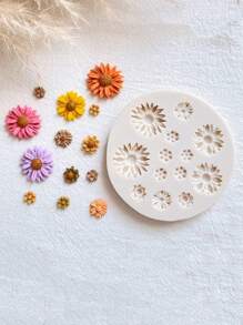 1入組花卉粘土模具，用於珠寶製作，雛菊小花矽膠模具 - 糖果巧克力杯子蛋糕肥皂製作專案