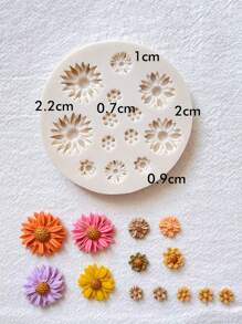 1入組花卉粘土模具，用於珠寶製作，雛菊小花矽膠模具 - 糖果巧克力杯子蛋糕肥皂製作專案