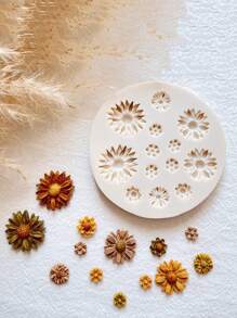 1入組花卉粘土模具，用於珠寶製作，雛菊小花矽膠模具 - 糖果巧克力杯子蛋糕肥皂製作專案