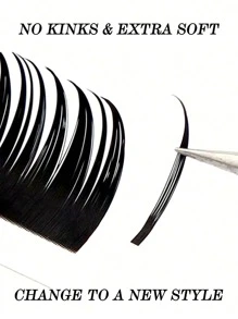 Winky Beauty 水润光泽簇状假睫毛，A型动漫风恶魔尖刺簇状柔软条状假睫毛，貂毛蓬松单根俄罗斯浓密自然预制假睫毛，扇形假睫毛，适用于化妆师、沙龙、日常使用、圣诞节、万圣节，0.07mm D卷度，长度8-15mm - D - 查看 4