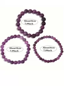 1 pièce Bracelet en perles de pierre de spodumène / kunzite pour femmes hommes, bijoux de méditation de yoga en perles de pierres précieuses de 6 8 10 mm
