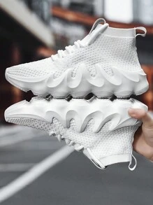 Zapatos de calcetines informales sin cordones para hombres, modelo de zapatillas deportivas de moda para deportes (450) - Blanco - Ver 3