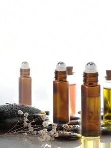 10入組10ml琥珀色厚玻璃滾珠瓶(附不銹鋼滾珠)，適用於精油、香水、香薰瓶，旅行可補充瓶 - 棕色 - 查看 3