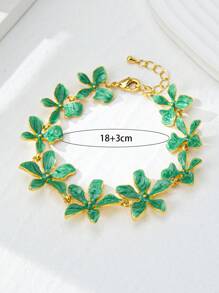 1 pieza Brazalete de joyería para mujeres con forma de flor esmaltada y con baño de oro de 18K, nueva llegada para primavera/verano, ideal como regalo para San Valentín, mamá, madre, Día de la Madre