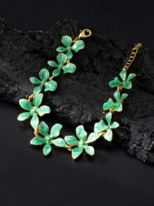1 pieza Brazalete de joyería para mujeres con forma de flor esmaltada y con baño de oro de 18K, nueva llegada para primavera/verano, ideal como regalo para San Valentín, mamá, madre, Día de la Madre