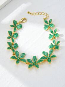 1 pieza Brazalete de joyería para mujeres con forma de flor esmaltada y con baño de oro de 18K, nueva llegada para primavera/verano, ideal como regalo para San Valentín, mamá, madre, Día de la Madre
