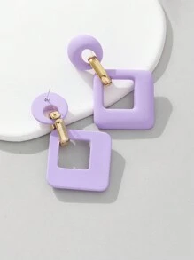 MESTILO 1 Đôi Bông Tai Màu Macaron Rỗng Hình Kim Cương Bằng Nhựa Đơn Giản Và Thời Trang, Thích Hợp Cho Phụ Nữ Đeo Hàng Ngày - kim cương - Xem 2