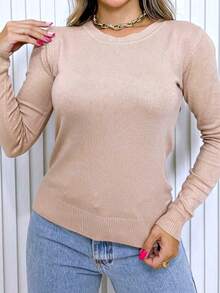 Women Knit Tops - Màu be - Xem 2