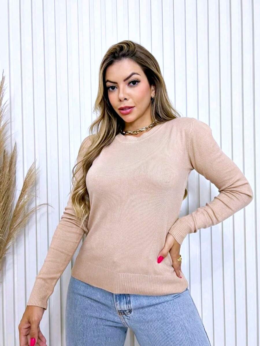 Women Knit Tops - Màu be - Xem 1