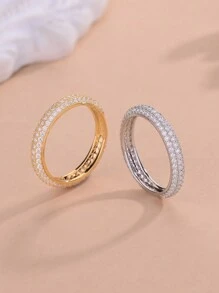 Newsoul 1pc New Platinum Double Row Multi Cubic Zirconia Ring Ladies Jewelry For Women S925 Sterling Silver Manufacturer Direct Ring Fine Jewelry For Girls Birthday Prom Party Gifts