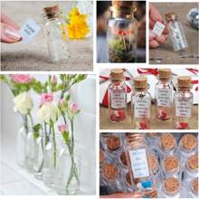 30 paquetes de pequeñas botellas de vidrio con tapones de corcho- Pequeñas botellas de vidrio con tapones para manualidades DIY, recuerdos de boda con etiquetas artesanales, cordón y embudo, Navidad